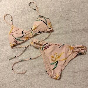 O'Neill Pink Yellow Floral Bikini Swim Set Bathing Suit